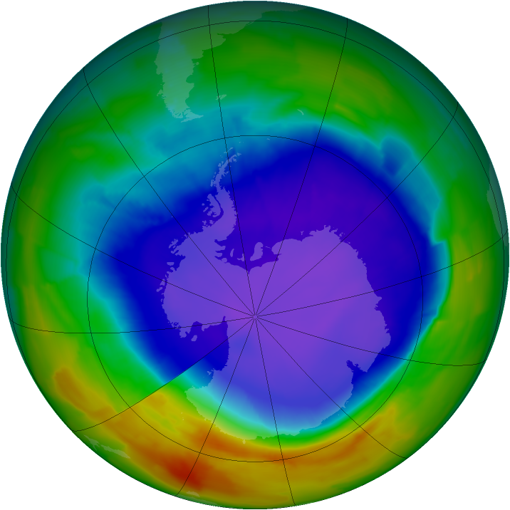 Antarctic ozone map for 23 September 2011